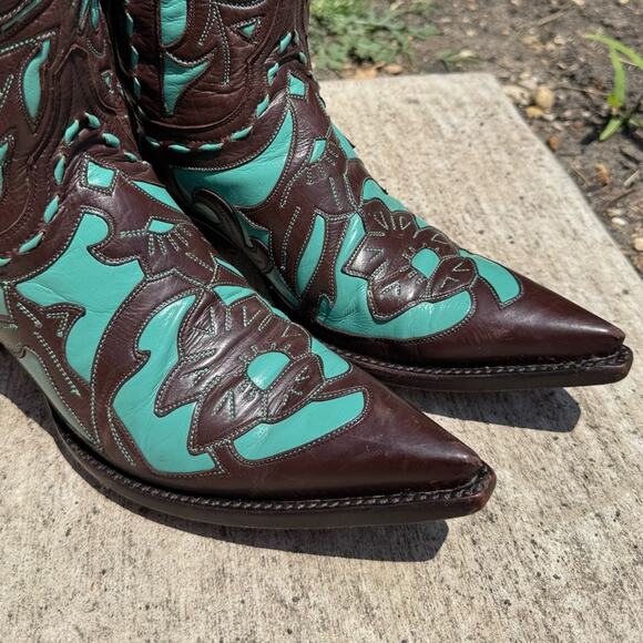 BOOT STAR x OLD GRINGO Calfskin Turquoise Jude Boot Size 7.5 - Picture 6 of 10